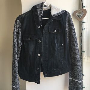 Free People Denim Jacket with fabric sleeves M